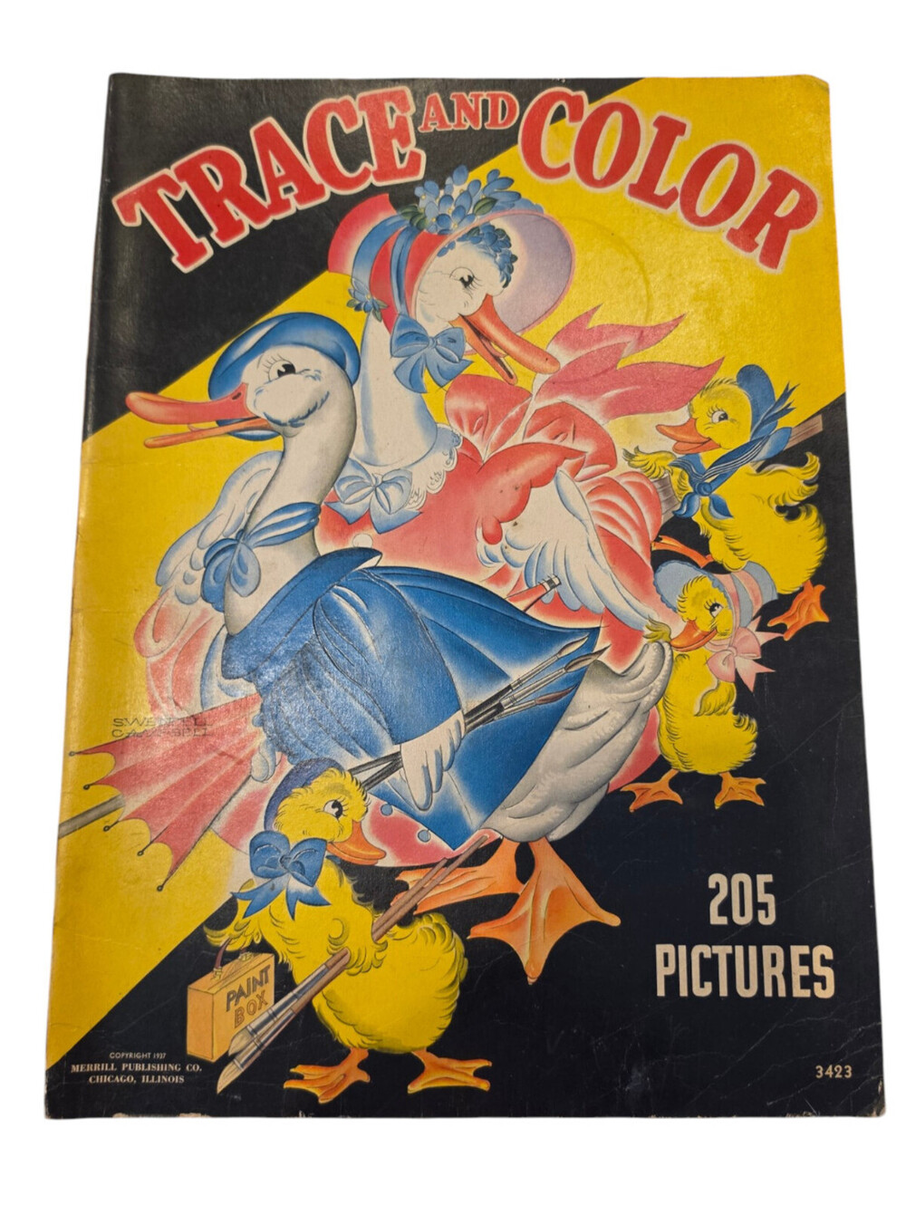 Vintage Mother Goose Oversized Trace and Color Book-Merrill Publishing 3423